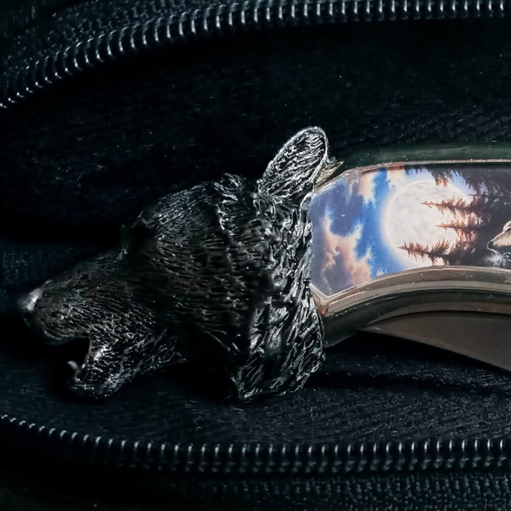 Stunning "The Timber Wolf" Collectors folding Knife by the Franklin Mint - Picture 8 of 12